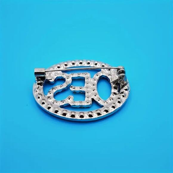 OES Eastern Star Brooch Pin with White Pearls and Multicolored Rhinestones - Picture 3 of 3